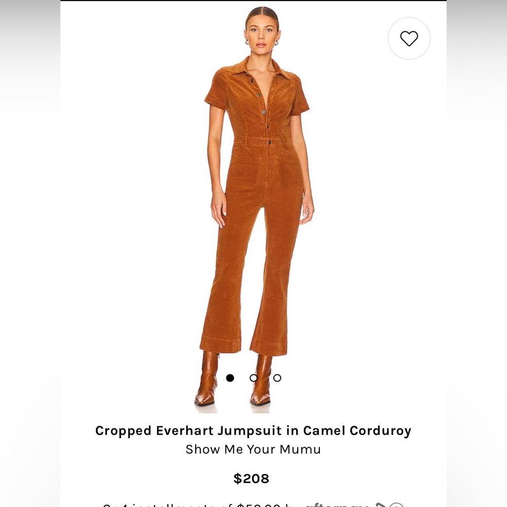 Cropped Everhart Jumpsuit in Camel Corduroy
Show Me Your Mumu. NWT size large